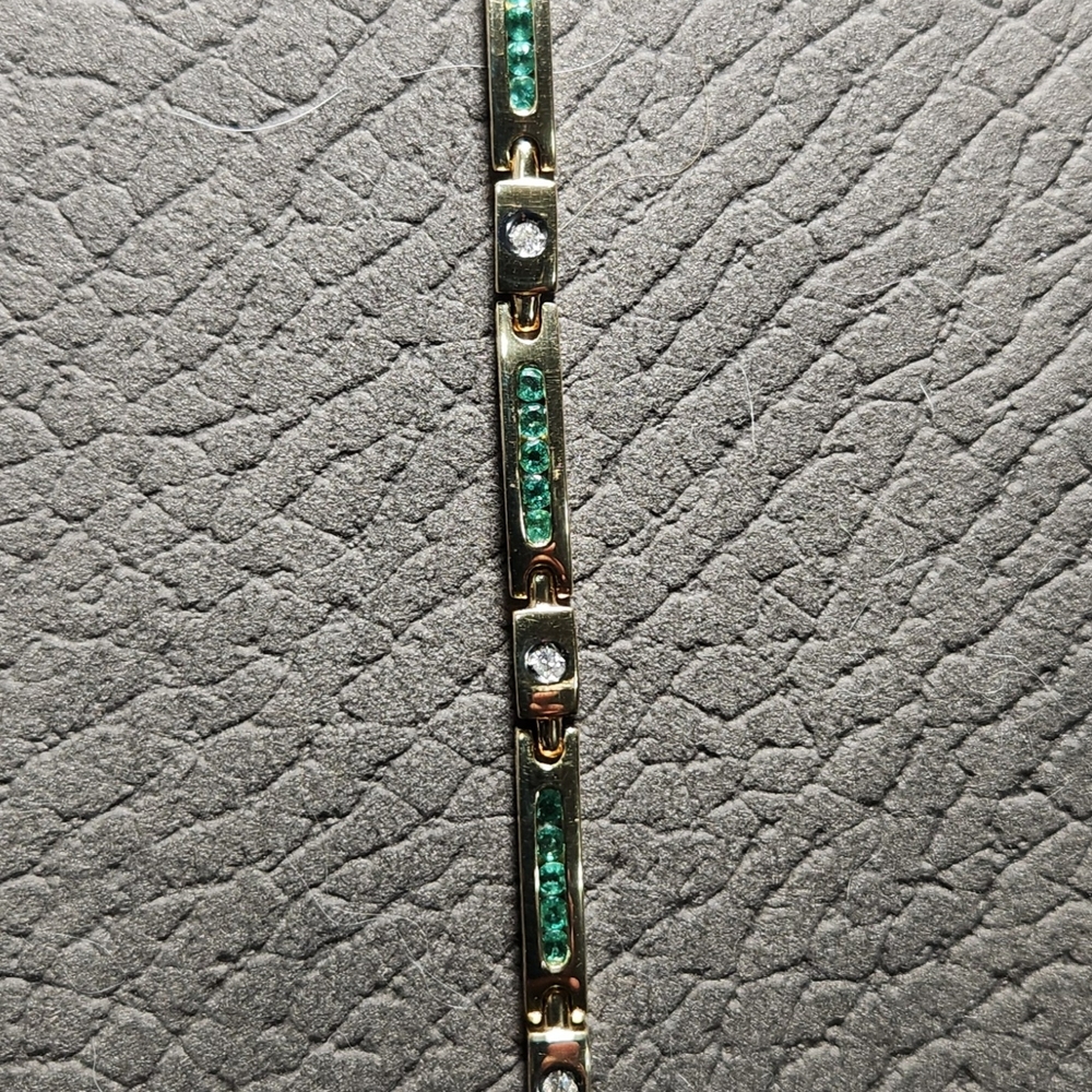 Gold and Green Channel-Set Bracelet
